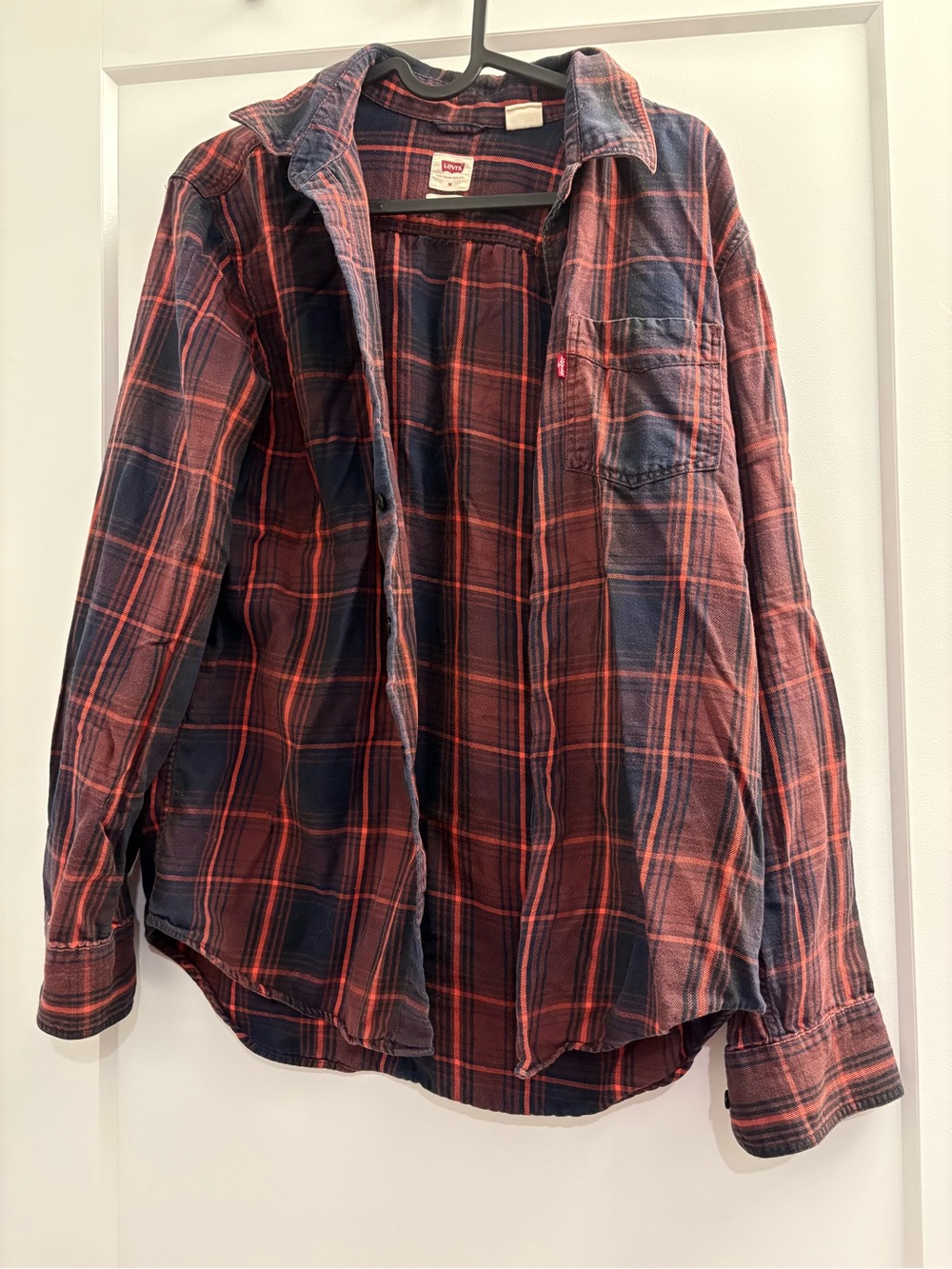 Levi's Red and Navy Plaid Button-Up Shirt